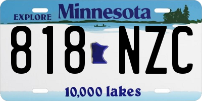 MN license plate 818NZC