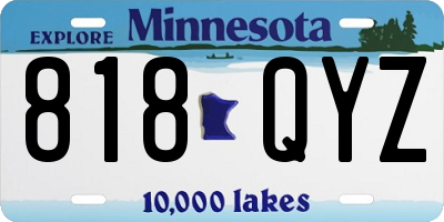 MN license plate 818QYZ