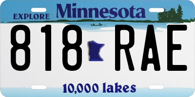 MN license plate 818RAE