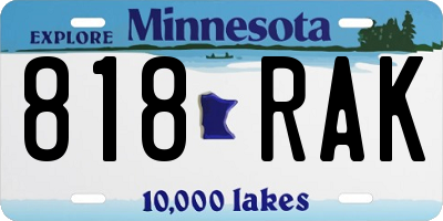 MN license plate 818RAK