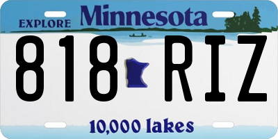 MN license plate 818RIZ