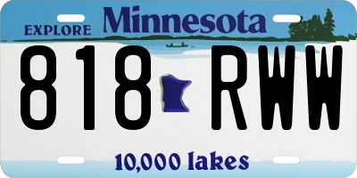 MN license plate 818RWW