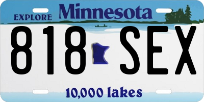 MN license plate 818SEX