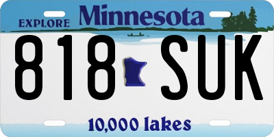 MN license plate 818SUK