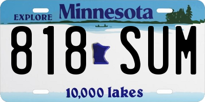 MN license plate 818SUM