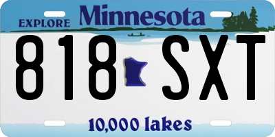 MN license plate 818SXT