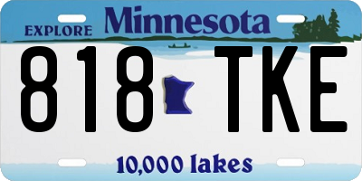 MN license plate 818TKE