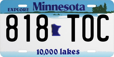 MN license plate 818TOC