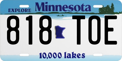 MN license plate 818TOE