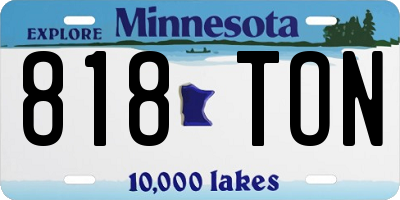 MN license plate 818TON