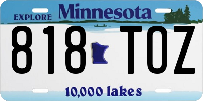 MN license plate 818TOZ