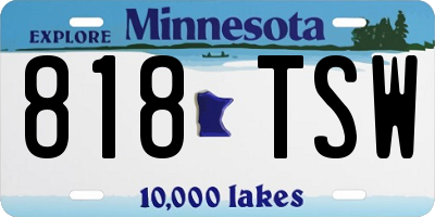 MN license plate 818TSW
