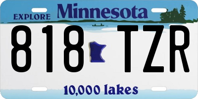 MN license plate 818TZR