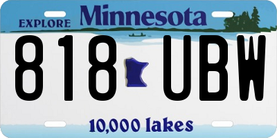 MN license plate 818UBW