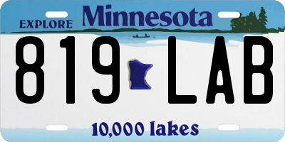 MN license plate 819LAB