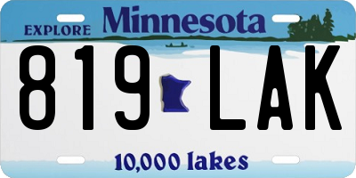 MN license plate 819LAK