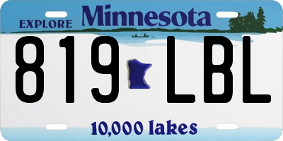 MN license plate 819LBL