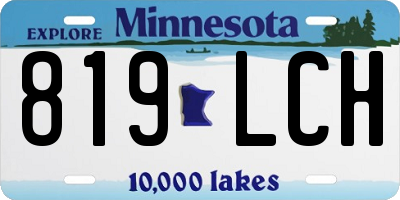 MN license plate 819LCH
