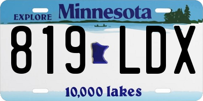 MN license plate 819LDX