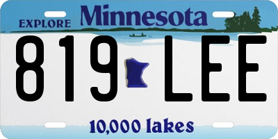 MN license plate 819LEE