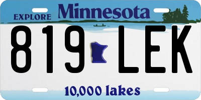 MN license plate 819LEK
