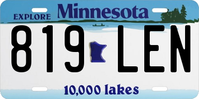 MN license plate 819LEN