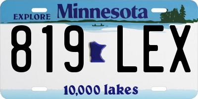 MN license plate 819LEX