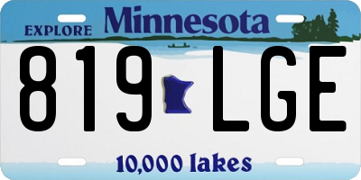 MN license plate 819LGE