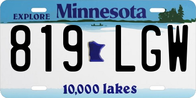 MN license plate 819LGW