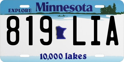 MN license plate 819LIA