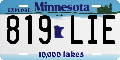 MN license plate 819LIE