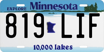MN license plate 819LIF
