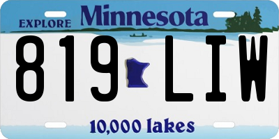 MN license plate 819LIW