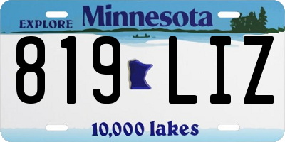 MN license plate 819LIZ