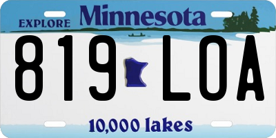 MN license plate 819LOA
