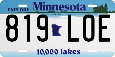 MN license plate 819LOE