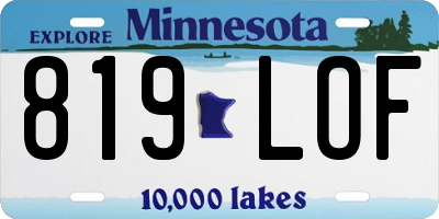 MN license plate 819LOF