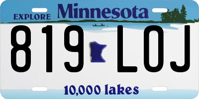 MN license plate 819LOJ