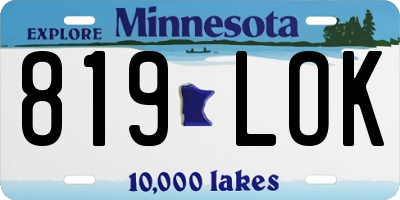 MN license plate 819LOK