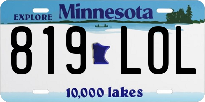 MN license plate 819LOL