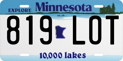 MN license plate 819LOT