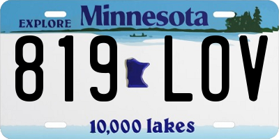 MN license plate 819LOV