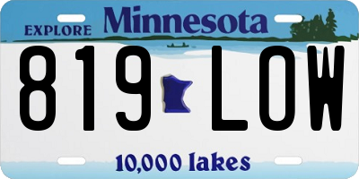 MN license plate 819LOW