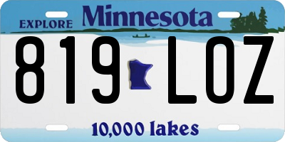 MN license plate 819LOZ