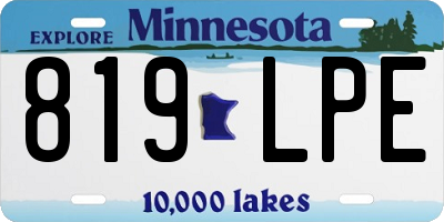 MN license plate 819LPE