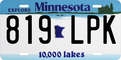 MN license plate 819LPK