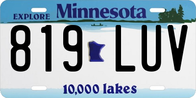 MN license plate 819LUV