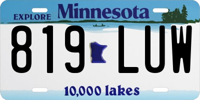 MN license plate 819LUW