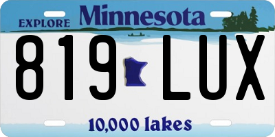 MN license plate 819LUX