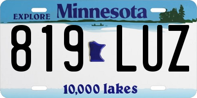 MN license plate 819LUZ